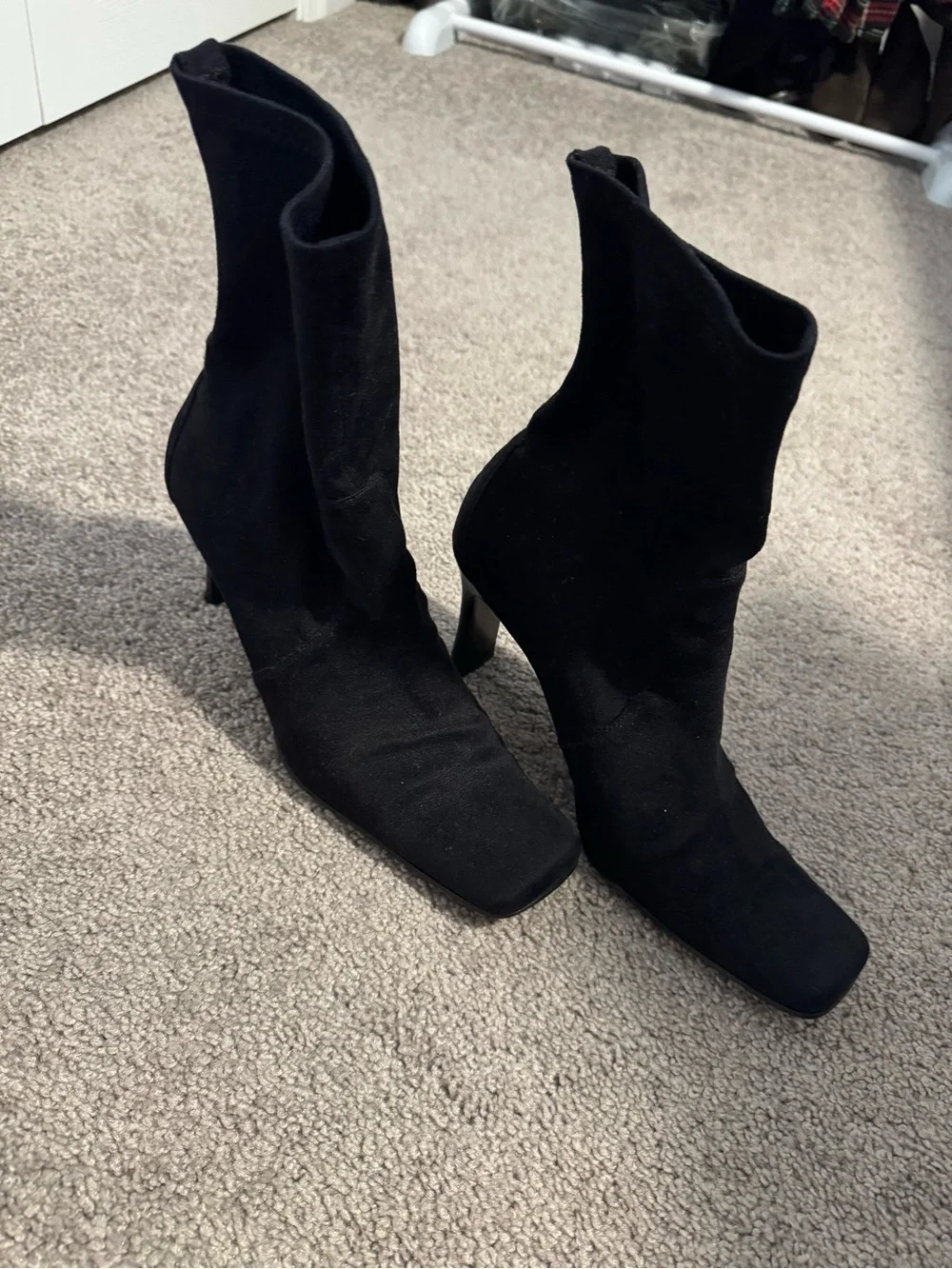 Karen Scott Black “Sock” Square Toe Ankle Boots